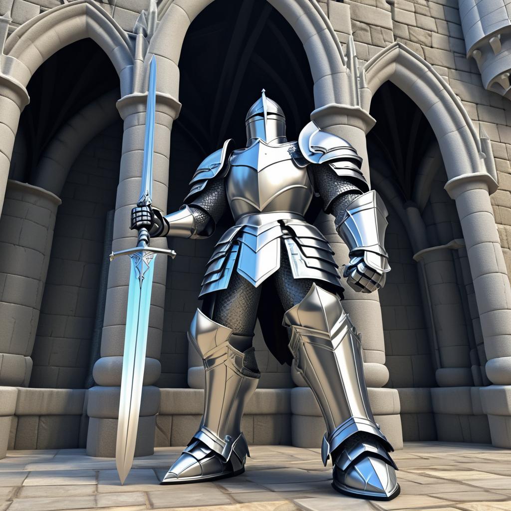 Giant Armored Knight in Medieval Castle