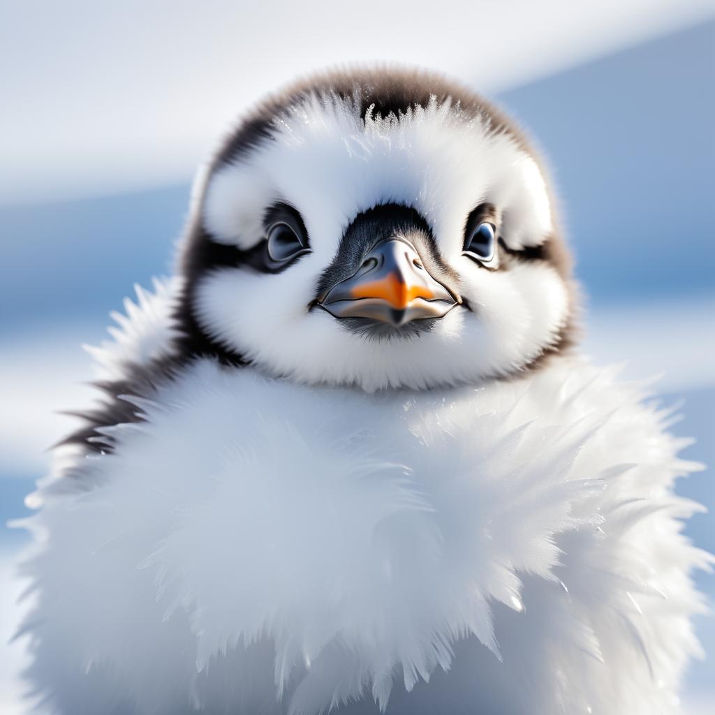 Close-Up of Fluffy Baby Penguin Chick