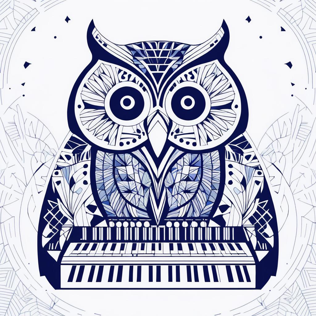 Owl Synth Player with Gond Pattern Style