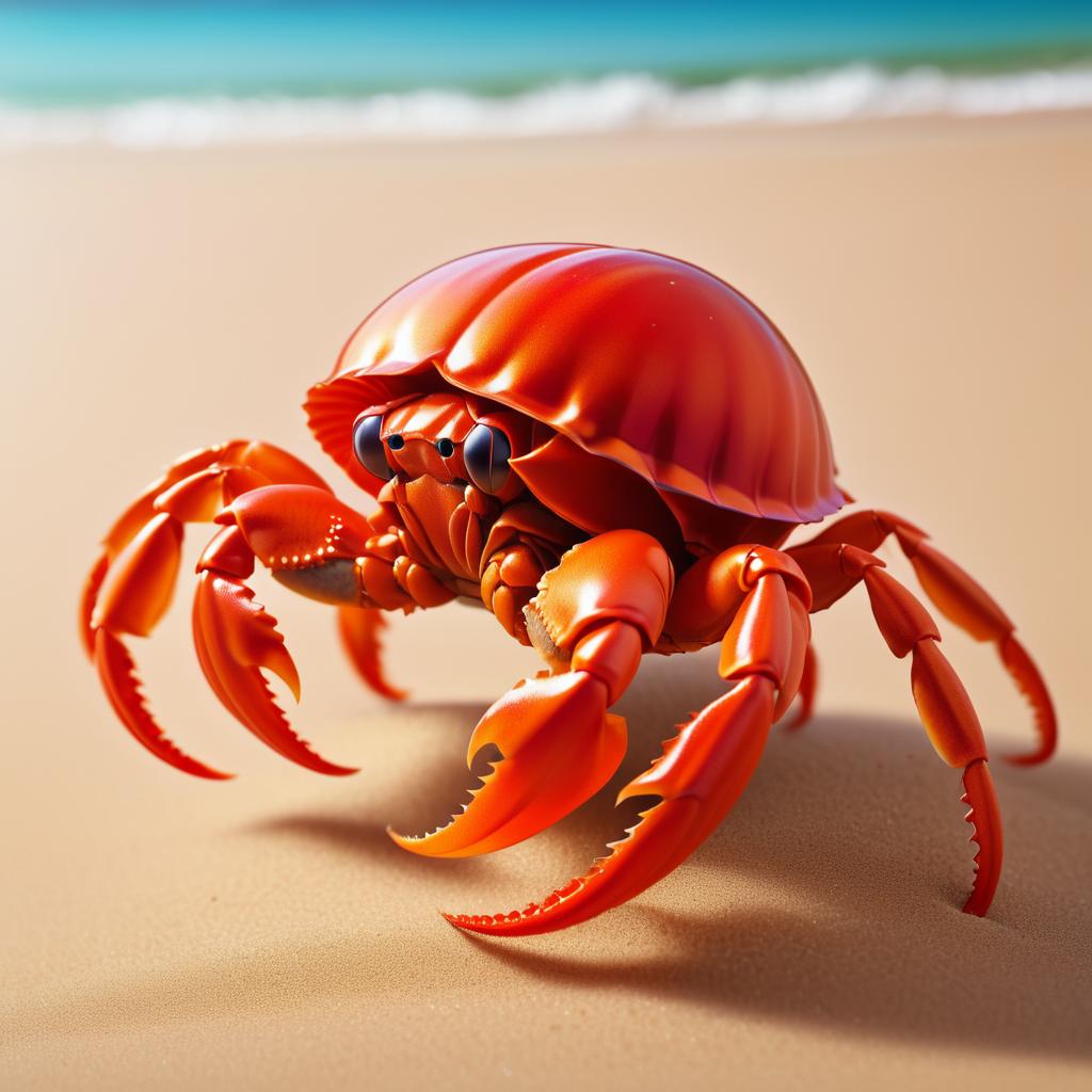 Ultra-Detailed Red Crab on Sand