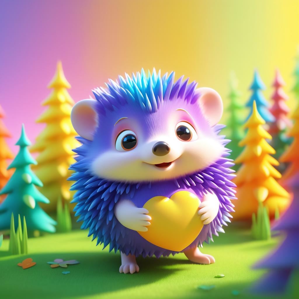 Whimsical 3D Hedgehog Character Illustration