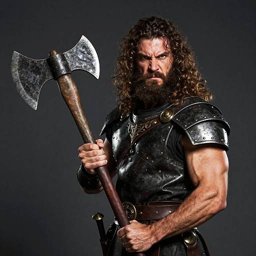 Fierce Armored Warrior with Double Axe