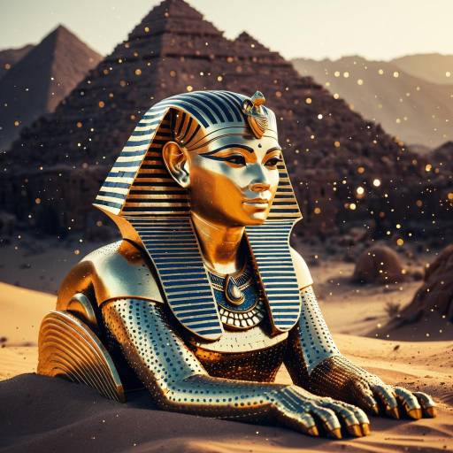 Majestic Golden Sphinx in Desert Ruins Majestic Golden Sphinx in Desert Ruins