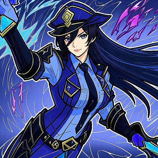 Illustration of Arcane caitlyn, league of legends in the style of Shirako (kirupi)