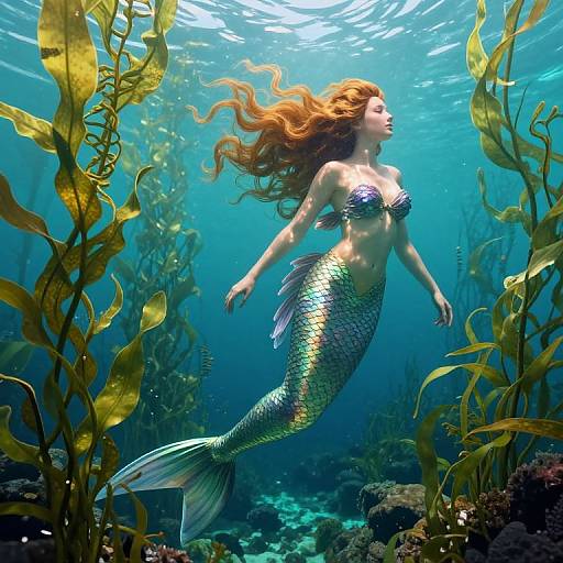 Whimsical Mermaid in Vibrant Kelp