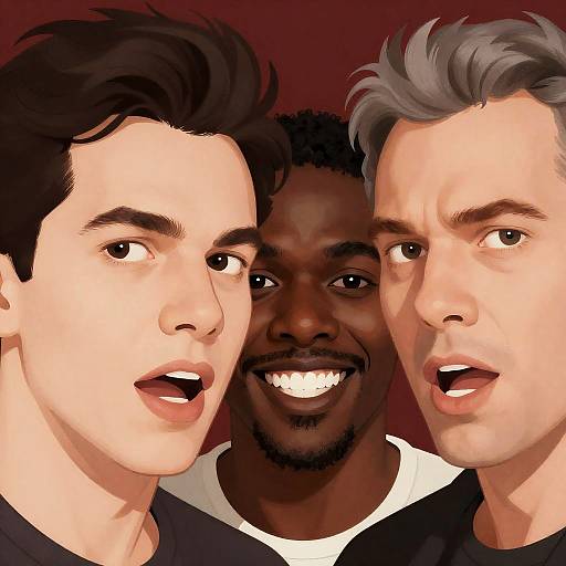 Intense Expressions of Three Men