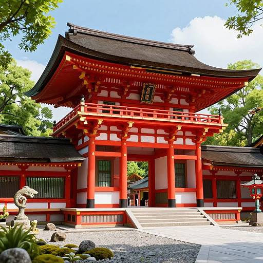 Vibrant Digital Japanese Shrine Rendering