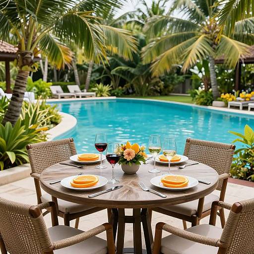 Vibrant Tropical Poolside Dining