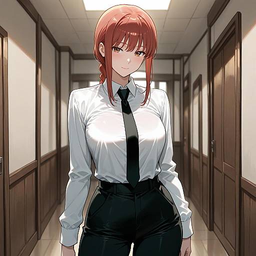 Makima in White Shirt and Braid