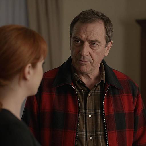 Intense Gaze in Dimly Lit Room