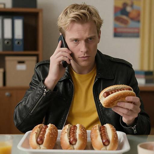 Stylish Man with Sausage Buns Indoor