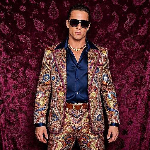 Retro Disco Style Paisley Suit