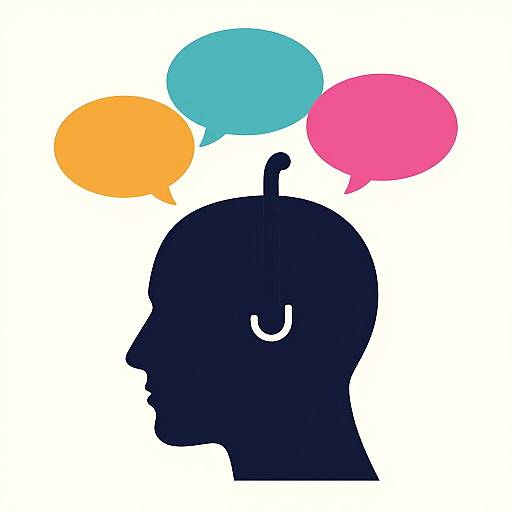 Human Head Silhouette with Colorful Thought Bubbles
