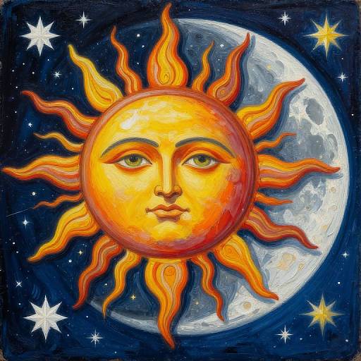 Intricate Celestial Sun, Moon & Stars