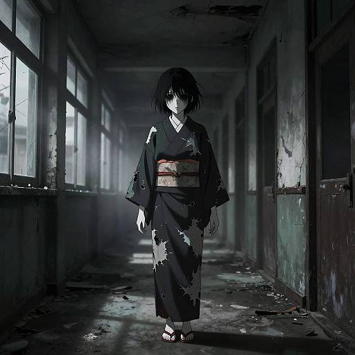 Ghostly Girl in Abandoned School