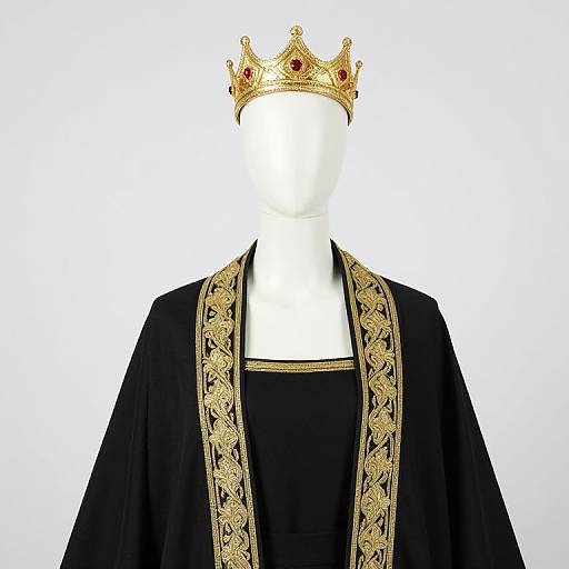 Mannequin in Black Robe with Gold Crown