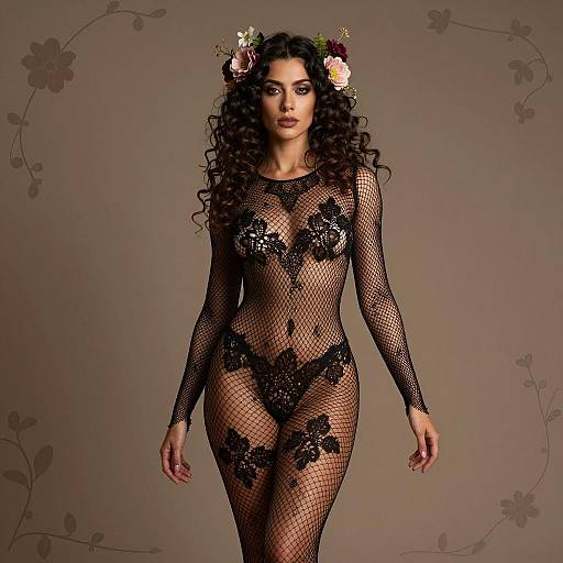 Mythical Woman in Floral Bodysuit