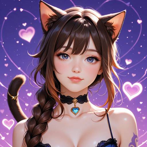 Charming Cat-Eared Girl in Aether Style