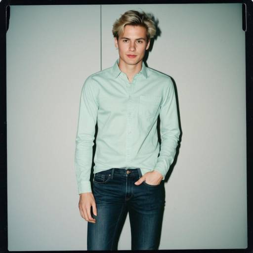 Young Man in Casual Pastel Shirt and Skinny Jeans