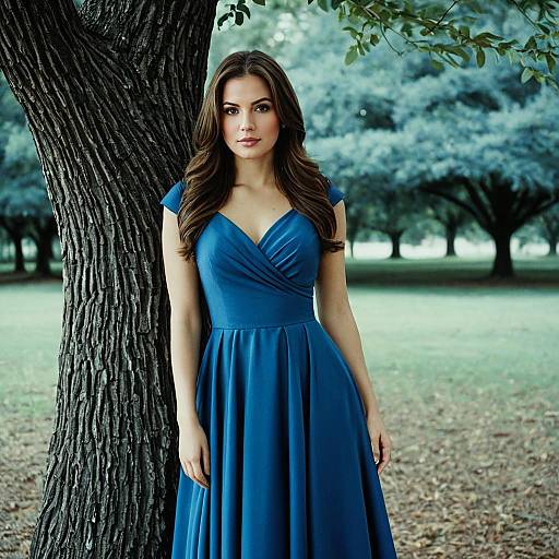 Elegant Slate Blue Dress in Nature