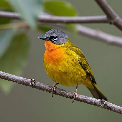Vibrant Bird Portrait on Lush Branch