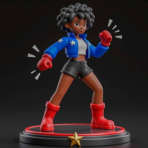 Digital sculpture of confident Black woman fighter