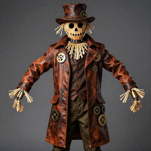 Steampunk Scarecrow Halloween Leather Duster Outfit