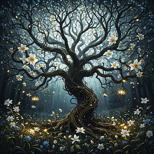 Mystical Illuminated Fantasy Tree