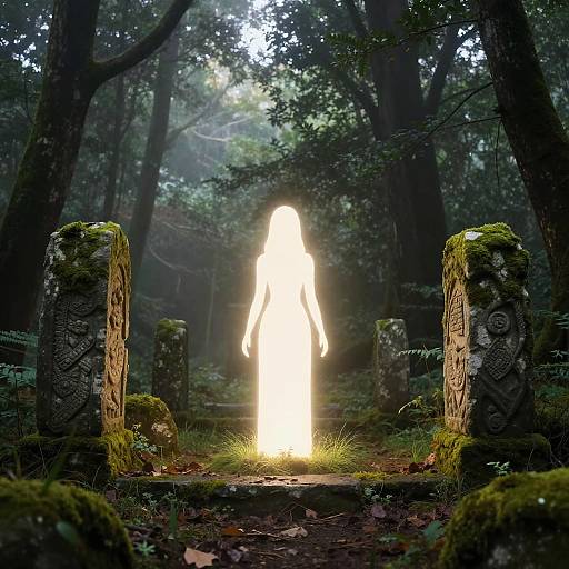 Glowing Jera Symbol in Mystic Forest