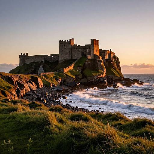 Sunset at Bamburgh Castle Cliffs