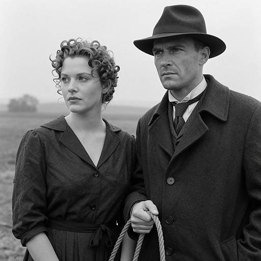 Moody Black and White Couple Portrait