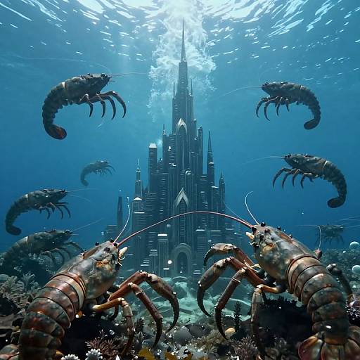 Fantastical City Amid Colossal Crustaceans
