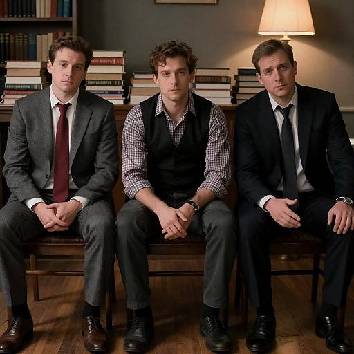 Serious Men in a Dimly Lit Room