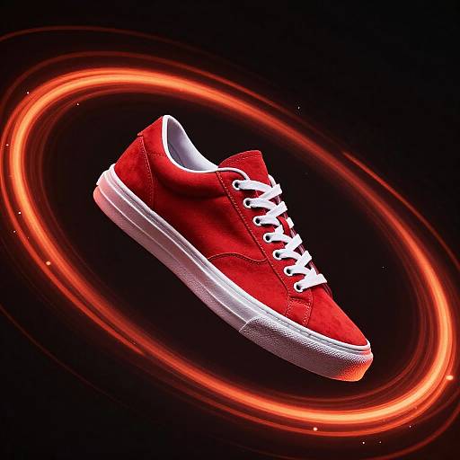 Dynamic Red Sneaker with Light Streaks
