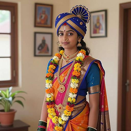 Indian Woman in Traditional Krishna Costume