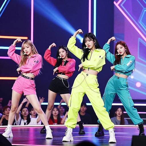 Kpop Girl Group Futuristic Stage Performance