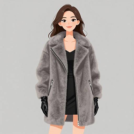 Urban Chic Woman in Fur Coat