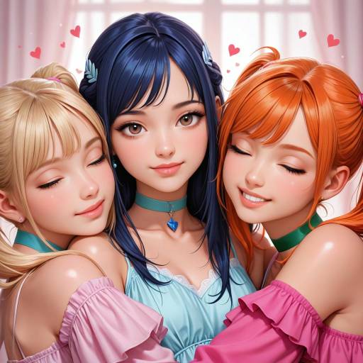 Colorful Group of Girls with Boy
