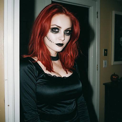 Red-Haired Woman Halloween Costume Pose