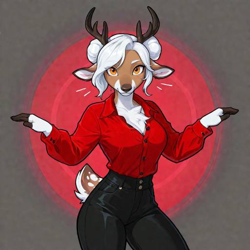 Playful Anthropomorphic Deer Girl Character