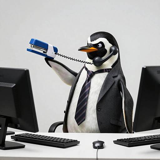 Deadpan Noir: Penguin's Office Tech Meltdown