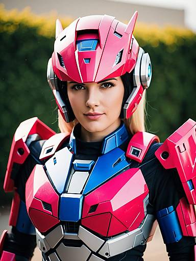 Lifestyle costume photo of Arcee. Cosplay clothes