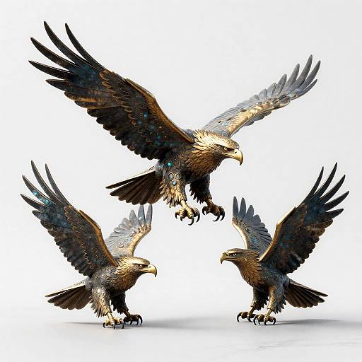 Bronze Sapphire Eagle Heistcore Flight Sculpture