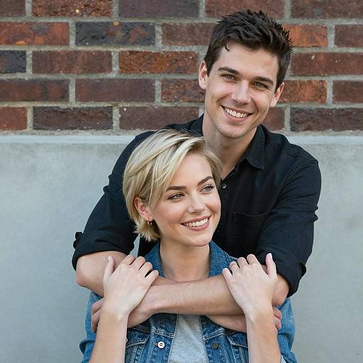Cheerful Couple Against Urban Backdrop