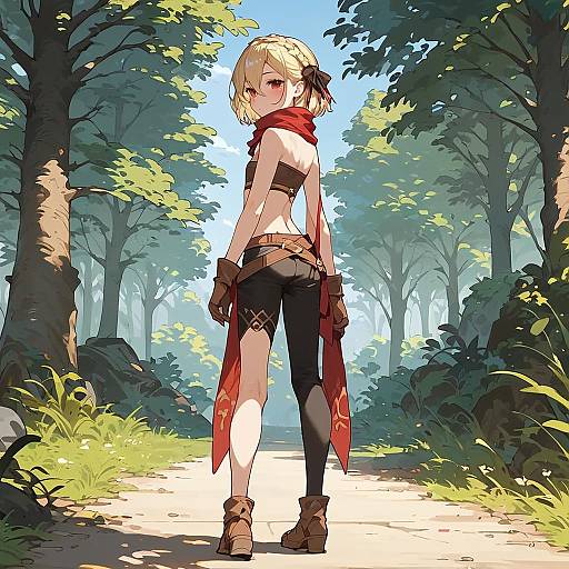 Anime Girl in Forest Setting