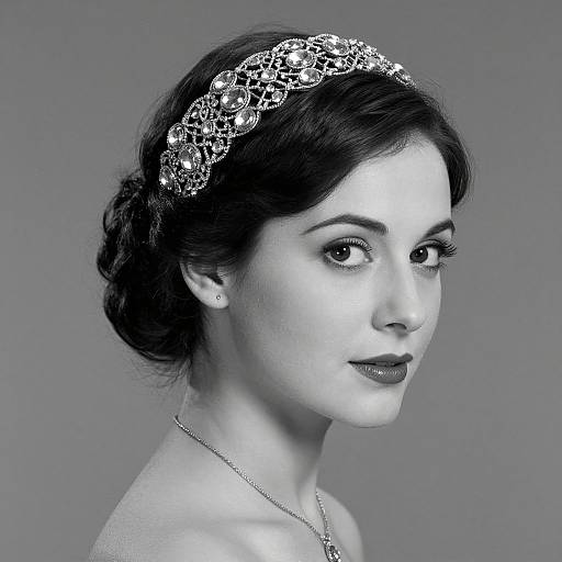 Vintage Elegance: Jeweled Monochrome Portrait
