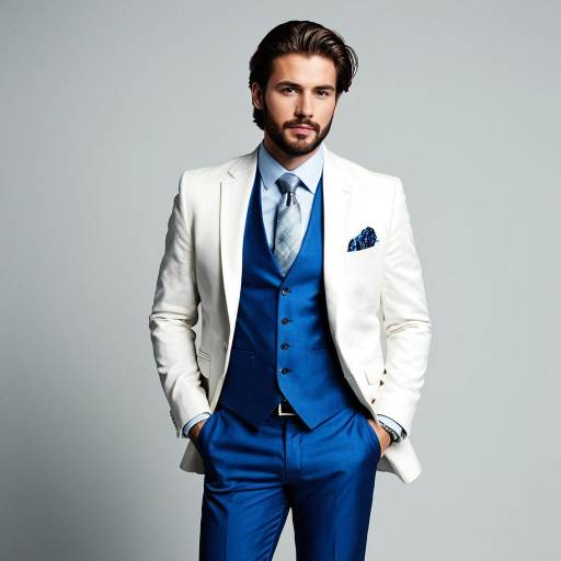Stylish man in blue suit with white jacket