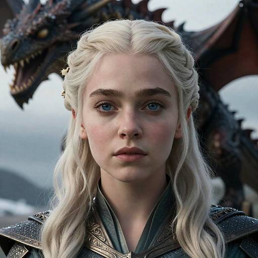 Photorealistic Daenerys with Dragon Portrait