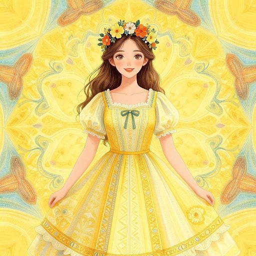 Whimsical Woman in Yellow Floral Crown