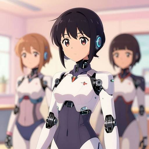 Anime Robot Girls in Futuristic School